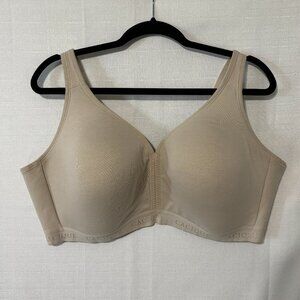 Cacique Lightly Lined No-Wire Wireless Nude T-Shirt Back‎ Smoothing Bra 46DDD
